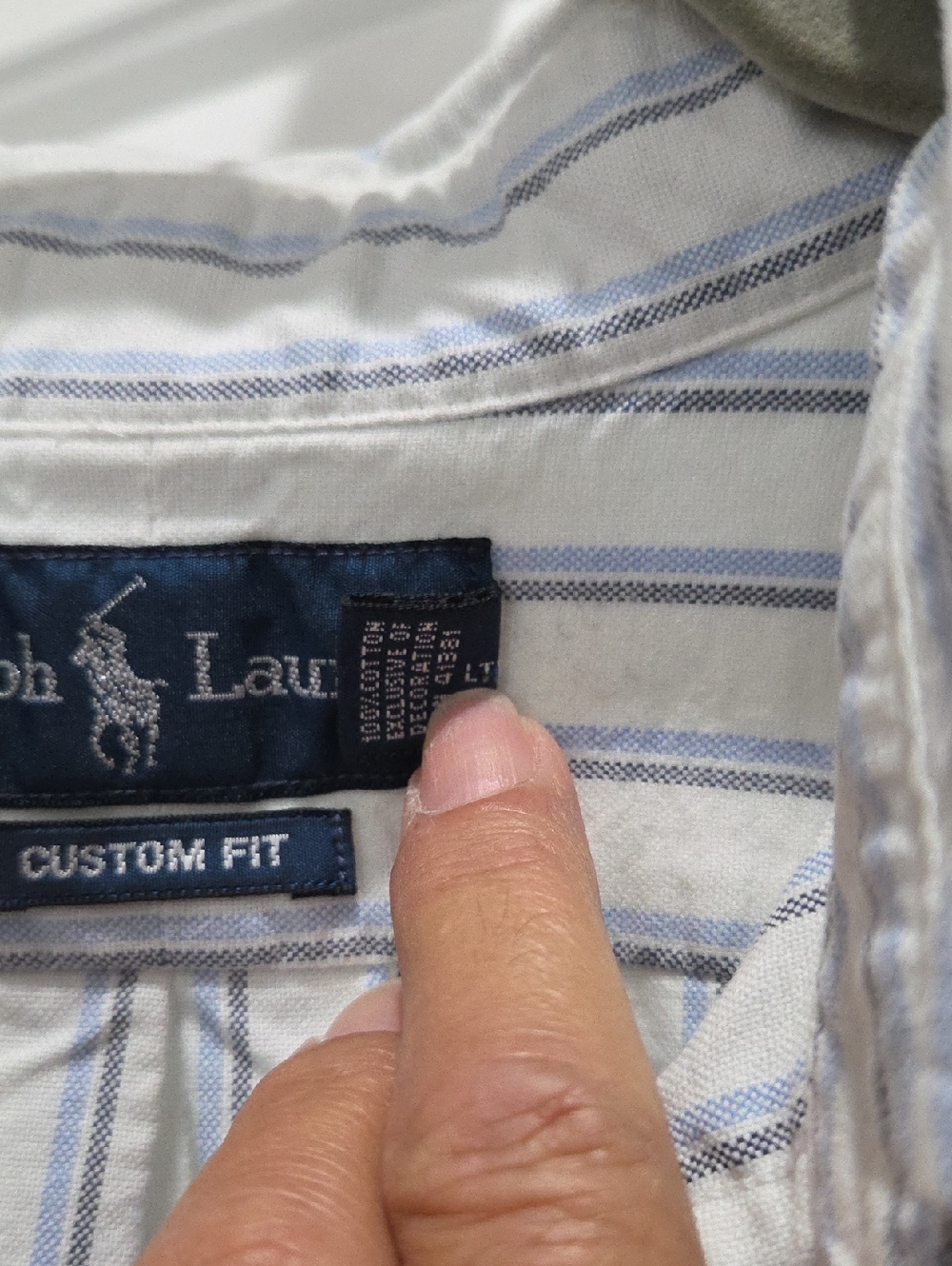 Ralph Lauren Custom Fit Striped Oxford Shirt In Blue/White, Medium - Picture 8 of 8